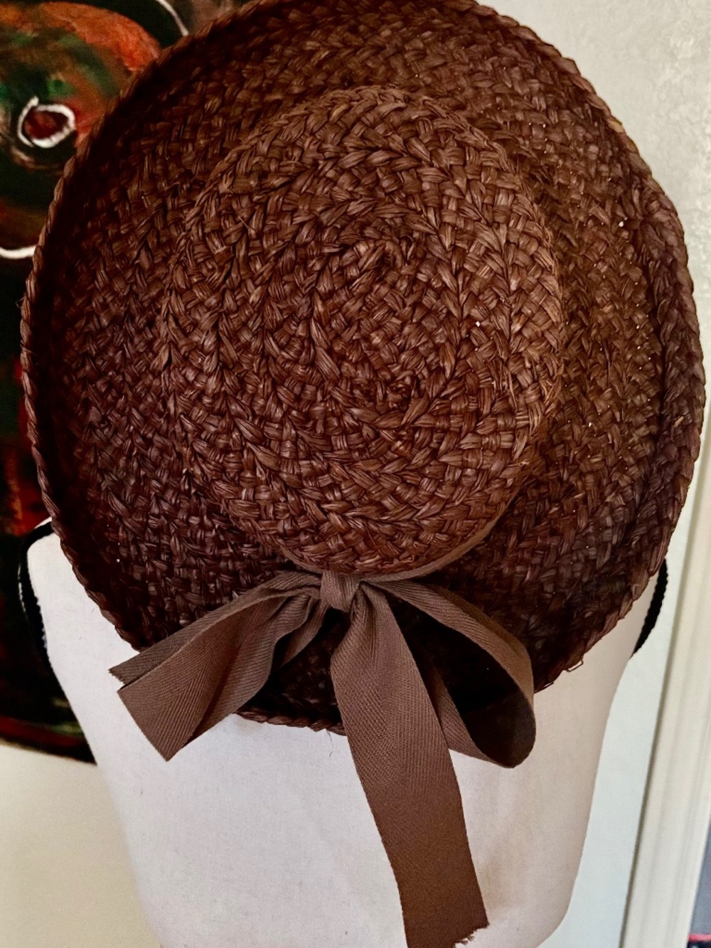 Helen Kaminski Raffia Wide Braid Brown Hat